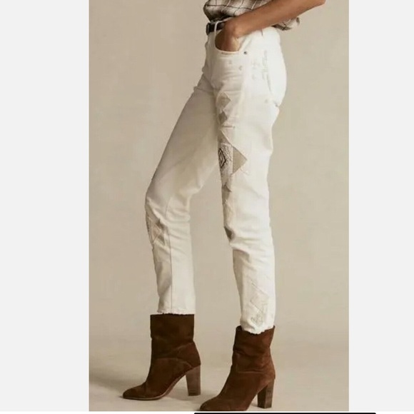 Polo ralph lauren , The Avery Boyfriend Patchwork Jeans, Ivory - Picture 3 of 9